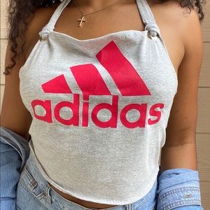 Custom Reworked Adidas Halter Crop Top-Grey